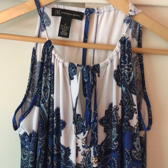 INC Blue + White Jumpsuit, Small - Picture 2 of 8